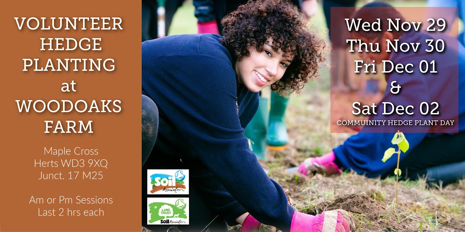 Volunteer Hedge Planting at Woodoaks Farm