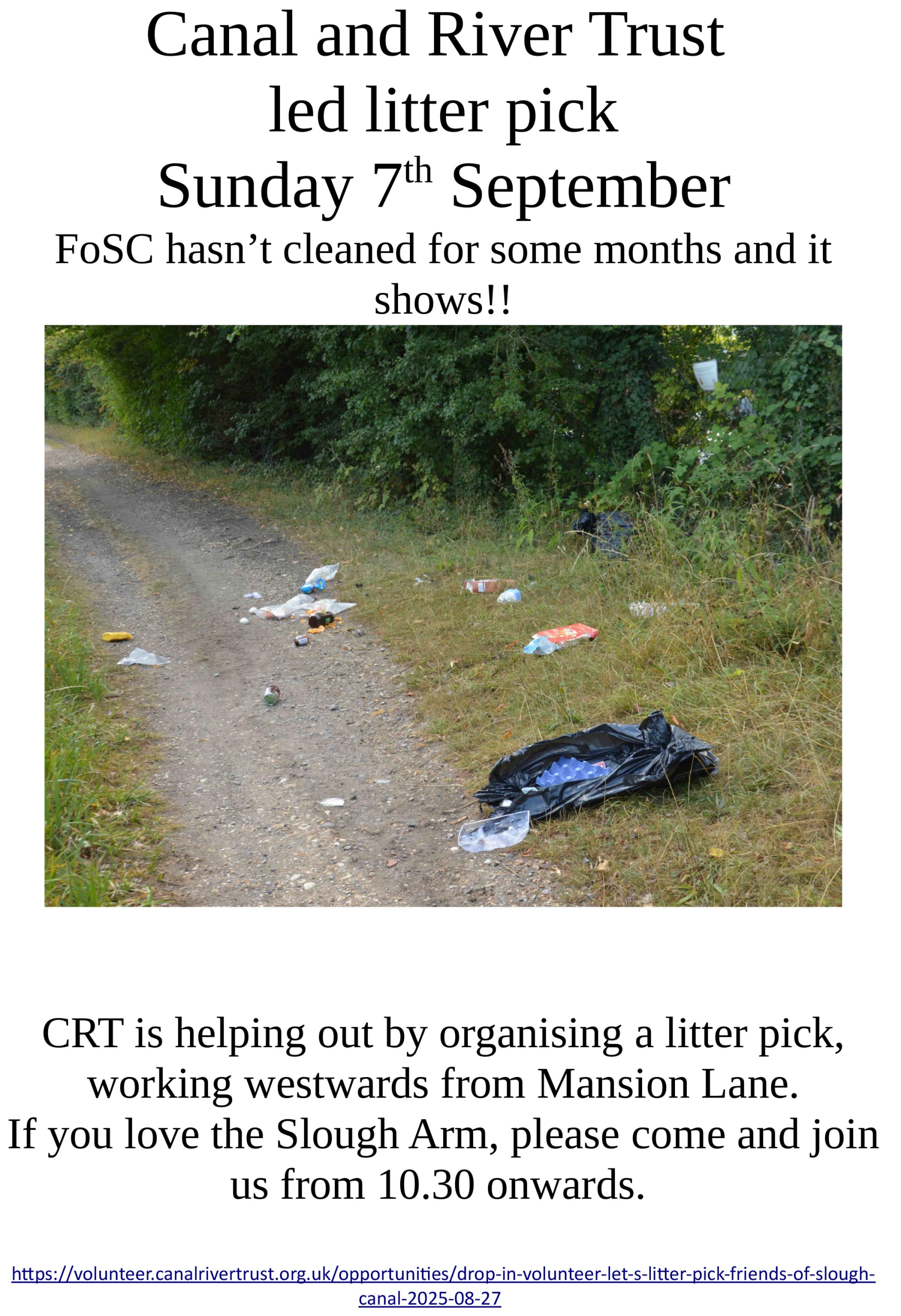 Canal and River Trust led Litter Pick of Slough Arm