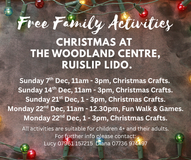 Free family Christmas activities in the Woodland Centre at Ruislip Lido